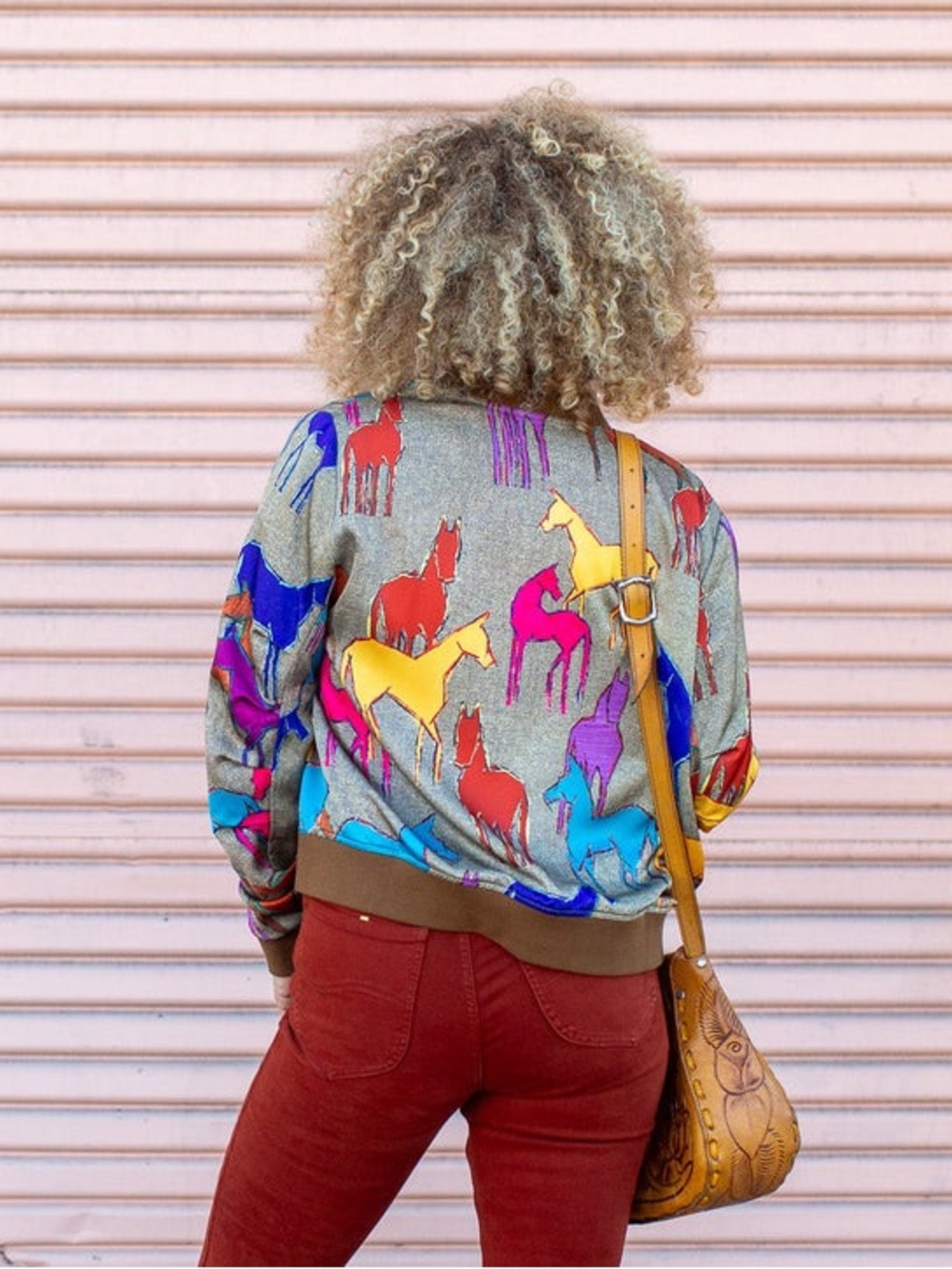 Alana Kay Art REVERSIBLE BOMBER JACKET Small Wild Horse Print - Picture 2 of 6